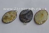 CGP3414 35*50mm faceted oval agate pendants wholesale