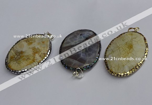 CGP3414 35*50mm faceted oval agate pendants wholesale