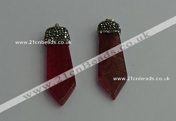 CGP342 12*50mm - 15*55mm arrowhead agate pendants wholesale