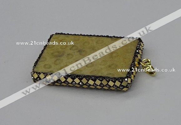 CGP3421 35*60mm - 40*50mm rectangle fossil coral pendants