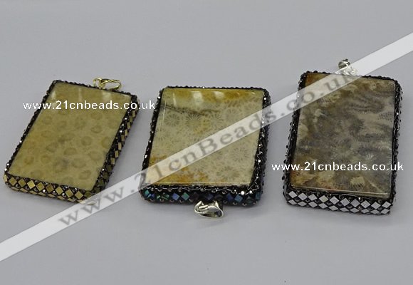 CGP3423 35*60mm - 40*50mm rectangle fossil coral pendants