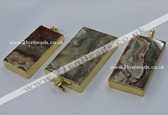 CGP3427 25*45mm - 30*55mm rectangle crazy lace agate pendants