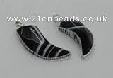 CGP3458 16*30mm - 18*40mm horn black agate pendants