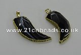 CGP3459 16*30mm - 18*40mm horn black agate pendants