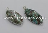 CGP3463 30*50mm - 35*55mm faceted oval ocean agate pendants