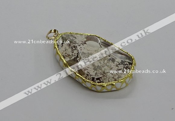 CGP3473 30*45mm - 35*50mm faceted freeform ocean agate pendants