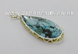 CGP3475 30*50mm - 35*55mm faceted flat teardrop ocean agate pendants