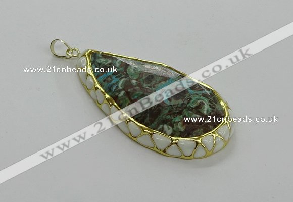 CGP3476 30*50mm - 35*55mm faceted flat teardrop ocean agate pendants