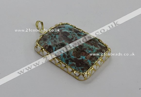 CGP3479 34*45mm - 35*55mm faceted rectangle ocean agate pendants