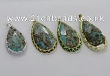 CGP3480 30*50mm - 35*55mm faceted flat teardrop ocean agate pendants