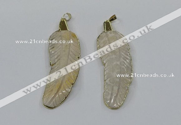 CGP3500 22*60mm - 25*65mm feather fossil coral pendants