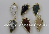 CGP3508 20*30mm - 22*40mm arrowhead mixed gemstone pendants