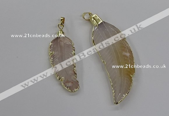 CGP3513 20*45mm - 25*65mm wing-shaped agate pendants