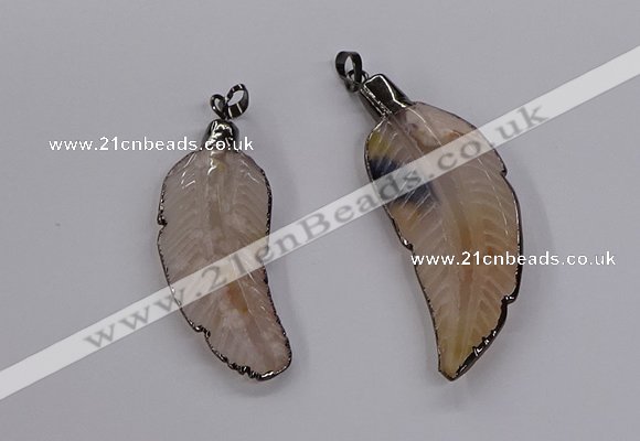 CGP3514 20*45mm - 25*65mm wing-shaped agate pendants