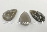 CGP3518 30*40mm - 28*50mm flat teardrop sakura agate slab pendants