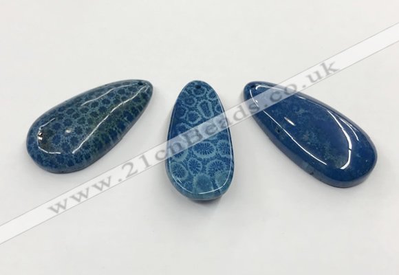 CGP3547 23*50mm - 27*55mm flat teardrop chrysanthemum agate slab pendants