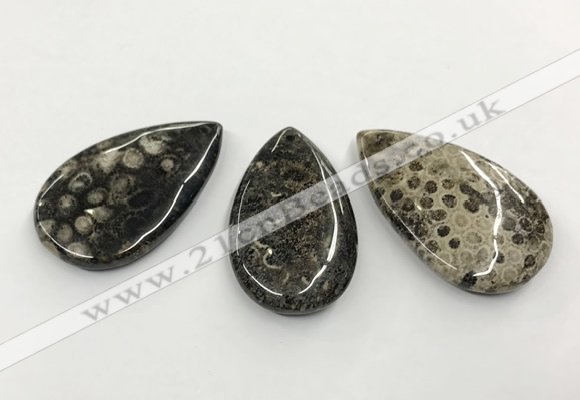 CGP3553 28*48mm - 30*50mm flat teardrop chrysanthemum agate slab pendants