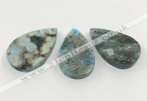 CGP3560 30*50mm - 35*55mm flat teardrop ocean agate slab pendants