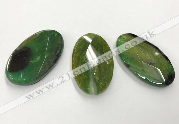 CGP3571 32*50mm faceted oval agate pendants wholesale