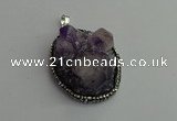 CGP365 30*40mm - 35*45mm freeform crystal glass & amethyst pendants