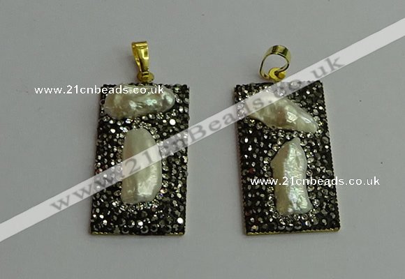 CGP383 20*40mm rectangle pearl pendants wholesale