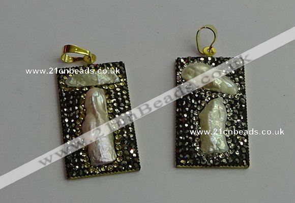 CGP385 20*40mm rectangle pearl pendants wholesale