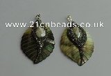 CGP386 35*50mm carved leaf shell pearl & pearl pendants wholesale