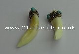 CGP387 10*55mm - 15*60mm horn wolf tooth & turquoise pendants