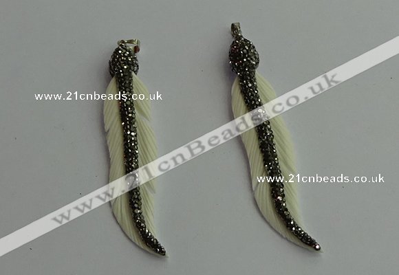 CGP401 12*70mm feather bone pendants wholesale