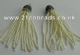 CGP418 3mm round handmade glass beaded tassel pendants wholesale