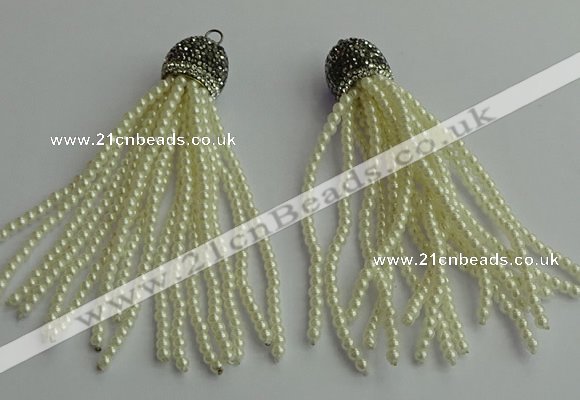 CGP418 3mm round handmade glass beaded tassel pendants wholesale