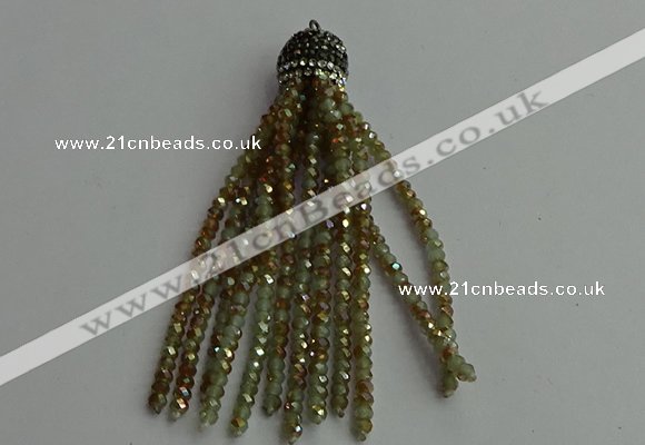 CGP422 2*3mm faceted rondelle handmade chinese crystal tassel pendants