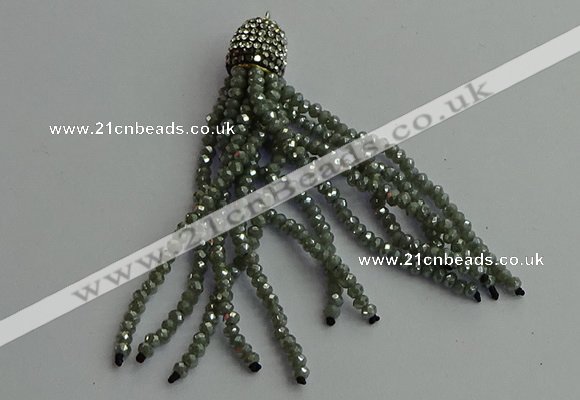 CGP425 2*3mm faceted rondelle handmade chinese crystal tassel pendants