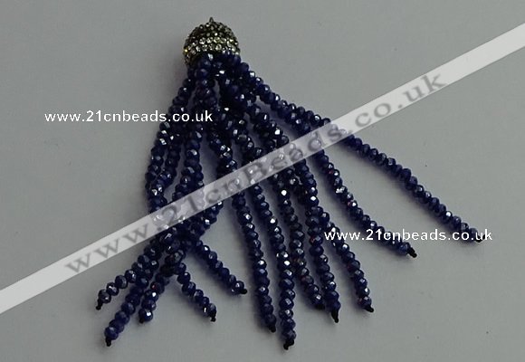 CGP428 2*3mm faceted rondelle handmade chinese crystal tassel pendants