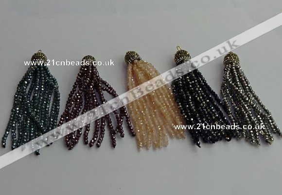 CGP450 2*3mm faceted rondelle handmade chinese crystal tassel pendants