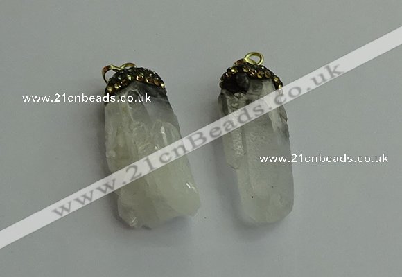 CGP488 15*35mm - 18*45mm nugget white crystal pendants wholesale