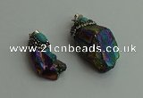 CGP499 15*30mm - 25*40mm nugget plated quartz pendants wholesale