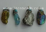 CGP500 15*30mm - 25*40mm nugget plated quartz pendants wholesale