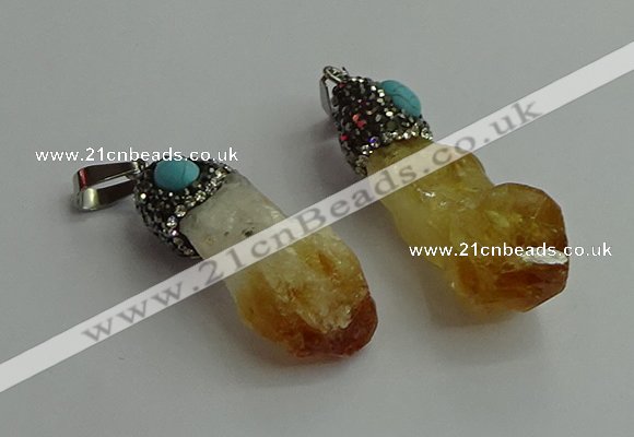 CGP502 15*35mm - 18*45mm nugget citrine pendants wholesale