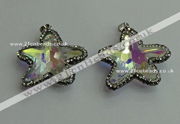 CGP505 35*35mm star crystal glass pendants wholesale