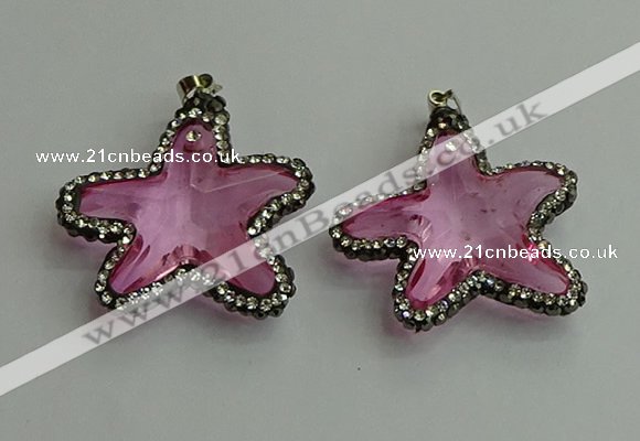 CGP508 35*35mm star crystal glass pendants wholesale