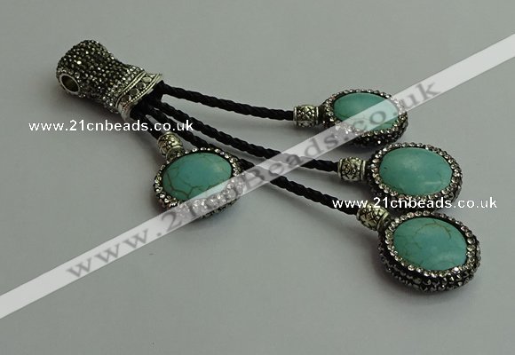 CGP531 16*18mm freeform turquoise tassel pendants wholesale