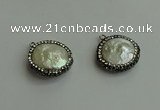 CGP545 16mm - 18mm flat round pearl pendants wholesale