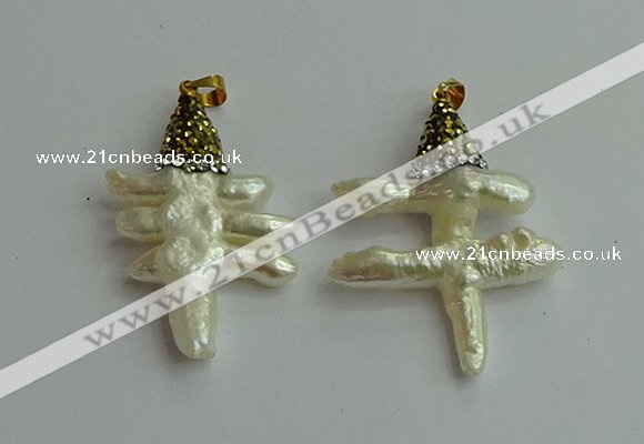 CGP548 25*35mm - 30*40mm freeform pearl pendants wholesale