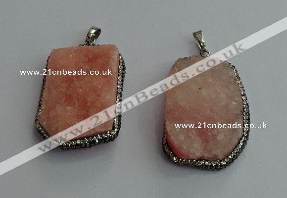 CGP593 25*40mm - 30*45mm freeform druzy agate gemstone pendants