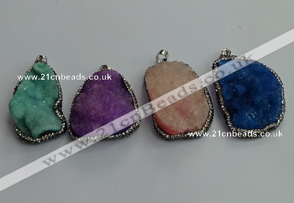 CGP598 25*40mm - 30*45mm freeform druzy agate gemstone pendants