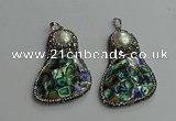 CGP612 35*55mm freeform abalone shell & shell pearl pendants