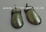 CGP616 25*50mm - 28*55mm freeform shell pearl & pearl pendants