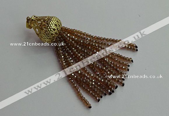 CGP674 2*3mm faceted rondelle handmade chinese crystal tassel pendants