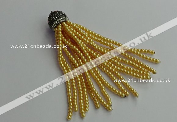 CGP678 3mm round handmade glass beaded tassel pendants wholesale